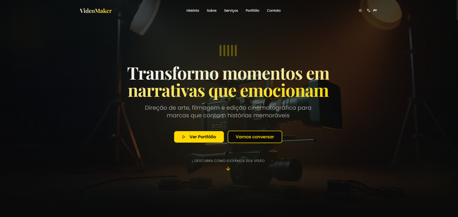 Cinematic Vision — site para cinema com design moderno e funcionalidades interativas