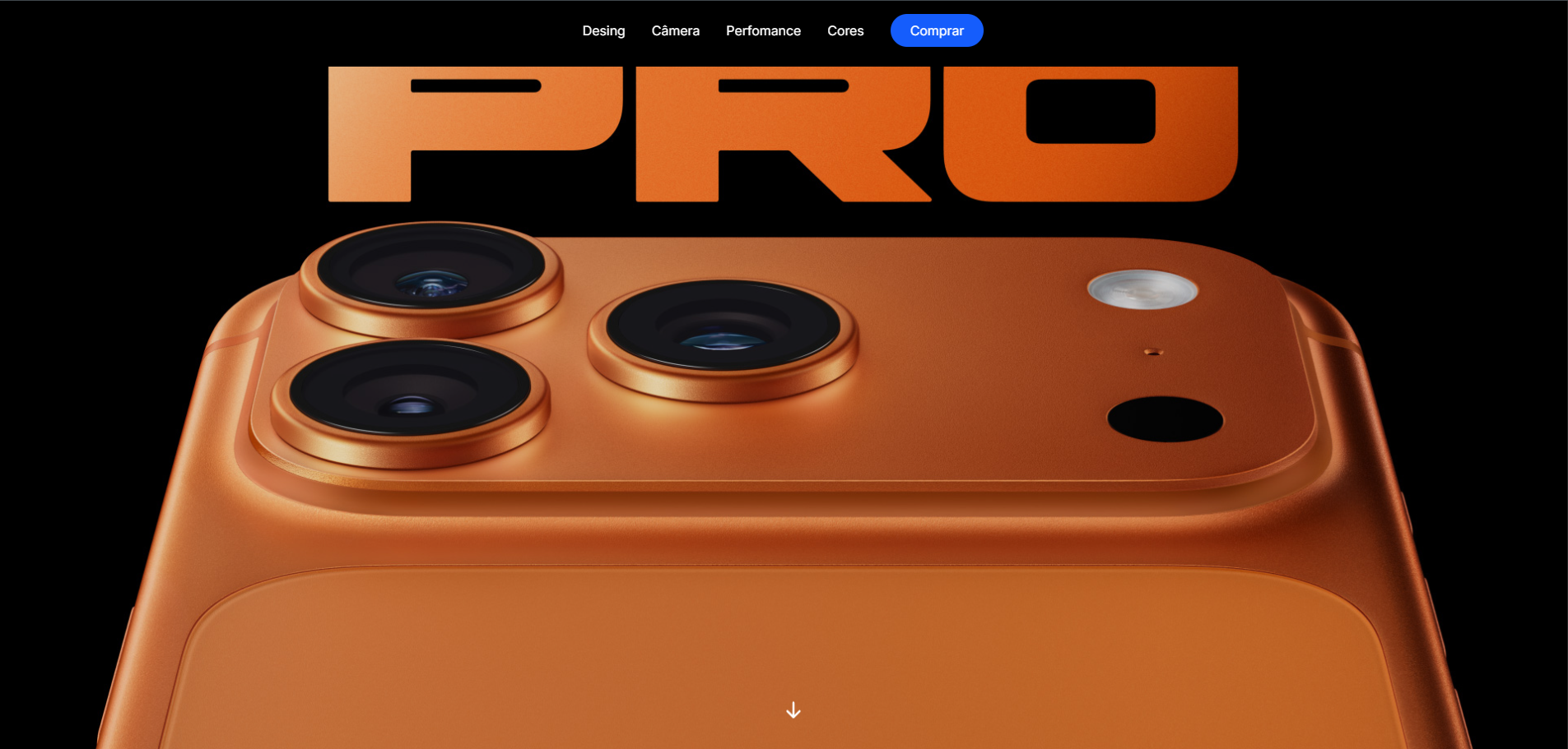 Landing iPhone 17 Pro — interface moderna, componentização e animações leves (React + Tailwind)