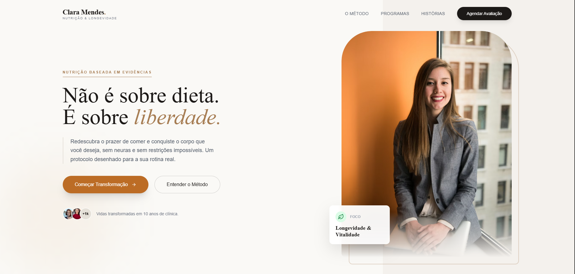 Nutrição & Bem-Estar — site Institucional para nutrição e bem-estar com design moderno e funcionalidades interativas