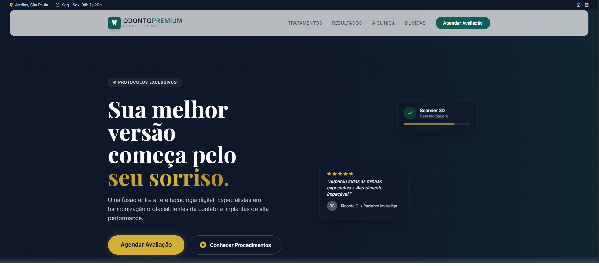 Odonto Premium — site Institucional para odontologia com design moderno e funcionalidades interativas