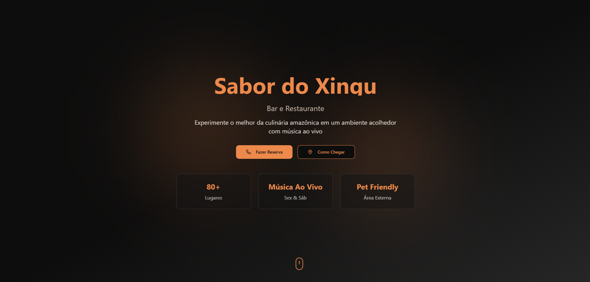 Sabor do Xingu — site para restaurante fictício com design moderno e funcionalidades interativas