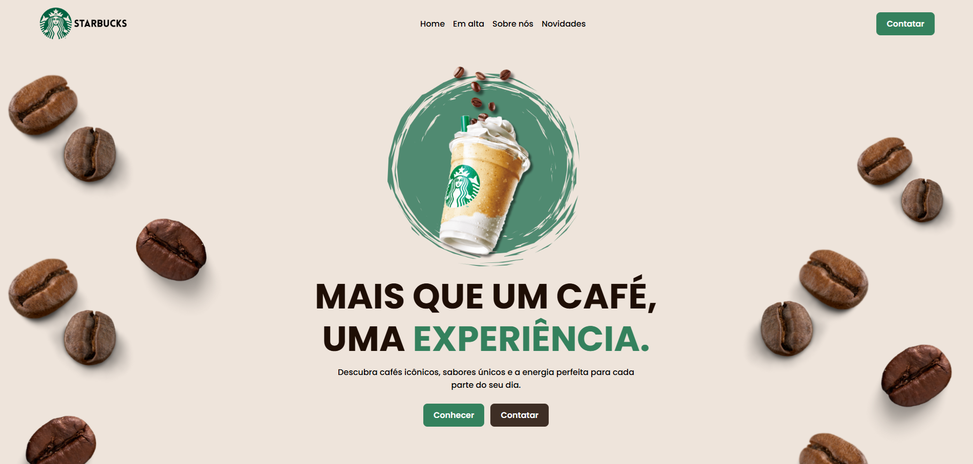 Starbucks — landing responsiva, menu interativo e conceito mobile-first